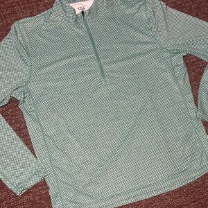1764 Golf men’s long sleeve quarter zip green/white patterned golf shirt